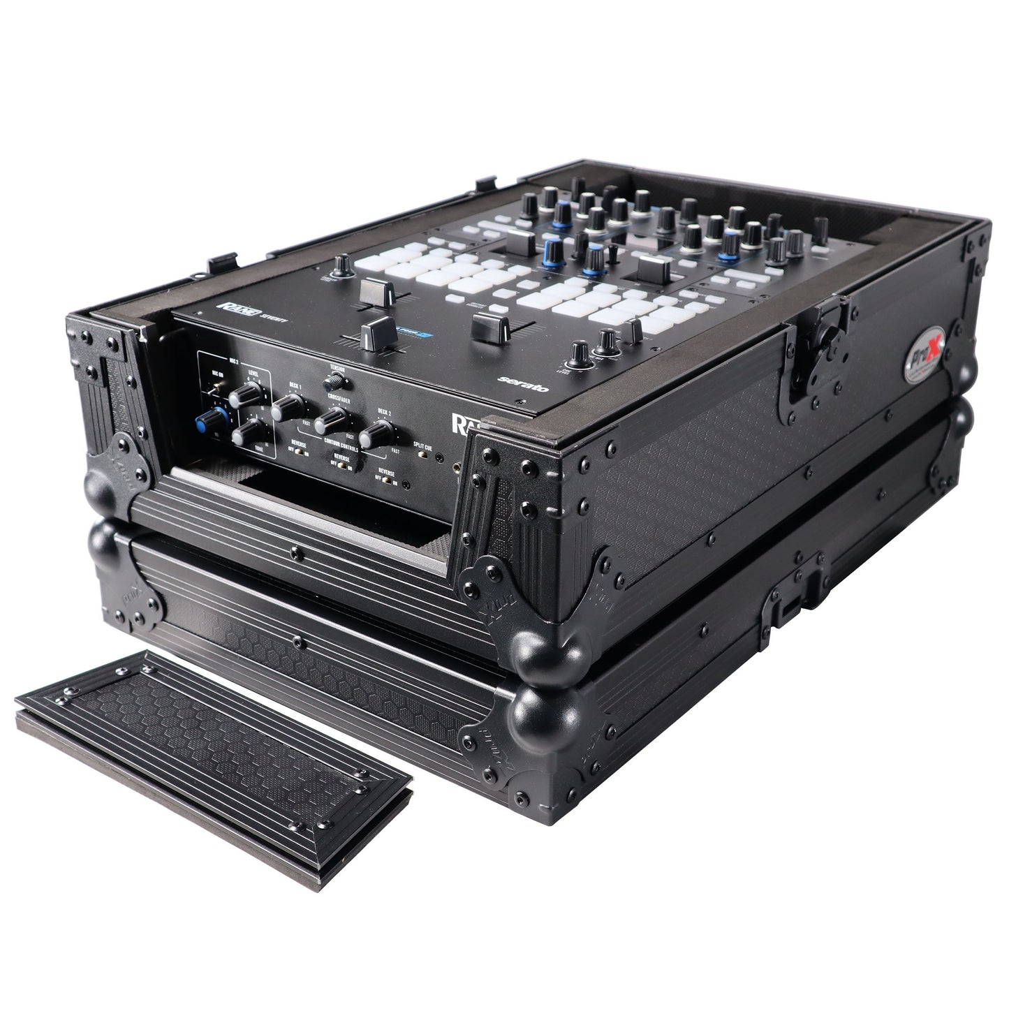 ProX Flight Case for Rane Seventy DJ Mixer Road Case | Black on Black | Without Laptop Shelf