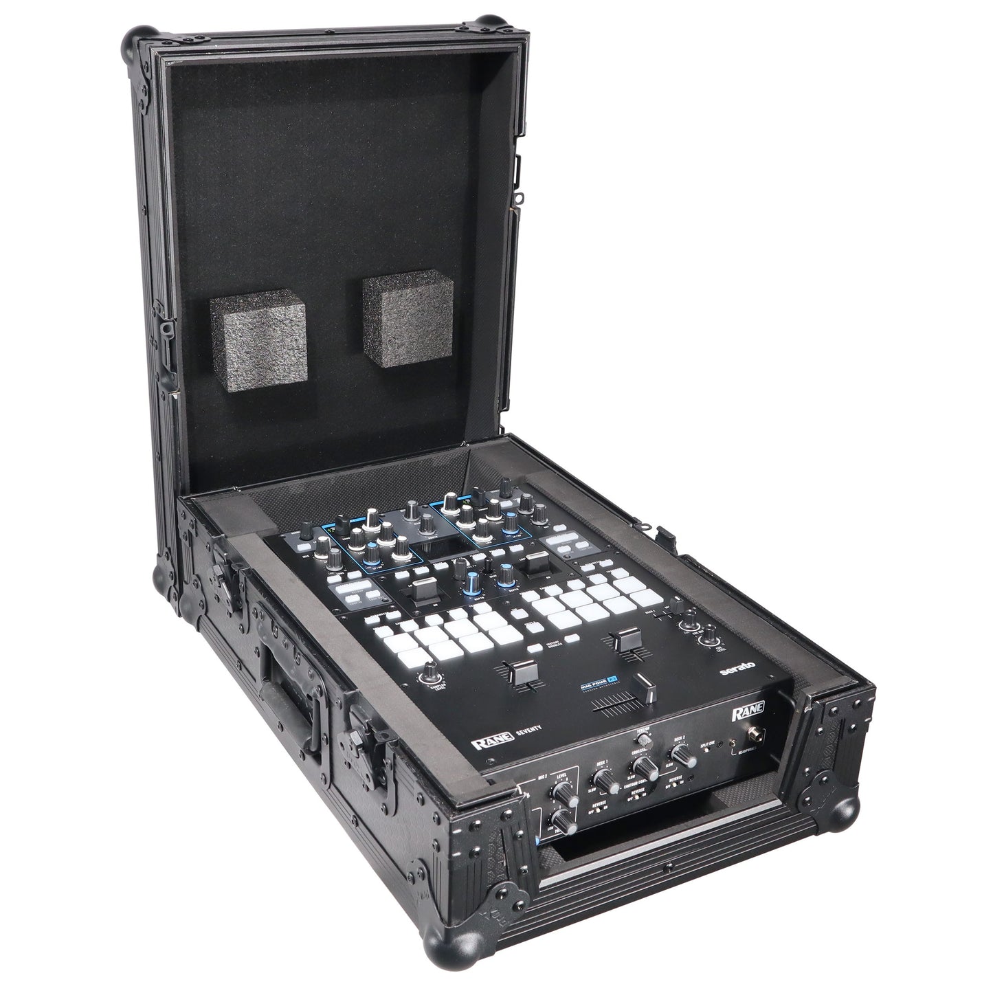 ProX Flight Case for Rane Seventy DJ Mixer Road Case | Black on Black | Without Laptop Shelf
