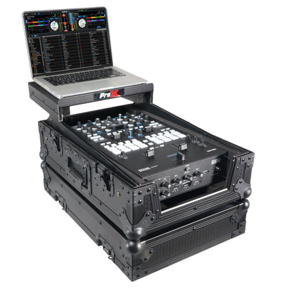 ProX Flight Case for Rane Seventy DJ Mixer Road Case | Black on Black | With Laptop Shelf