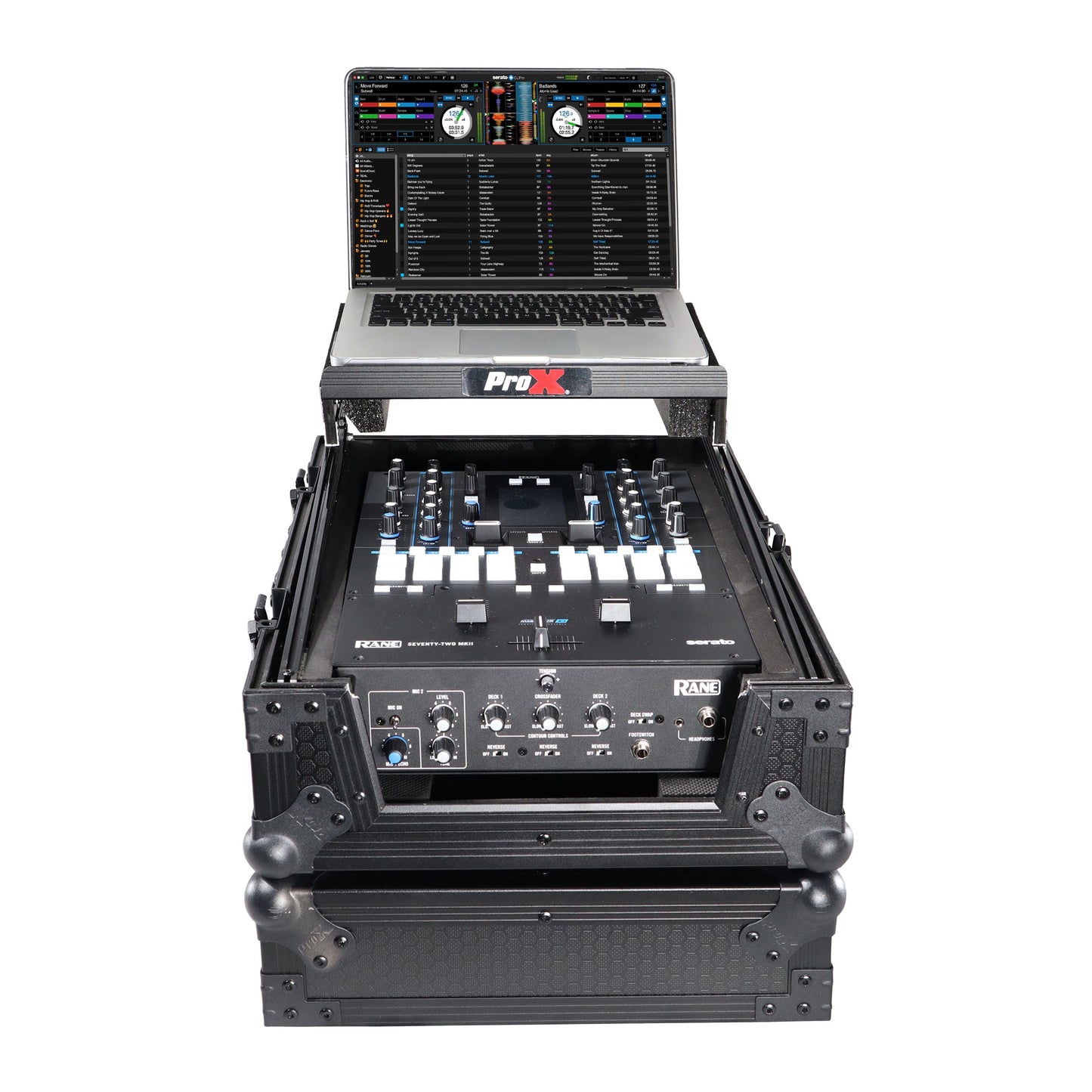 ProX Flight Case for Rane Seventy DJ Mixer Road Case | Black on Black | With Laptop Shelf