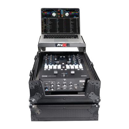 ProX Flight Case for Rane Seventy DJ Mixer Road Case | Black on Black | With Laptop Shelf