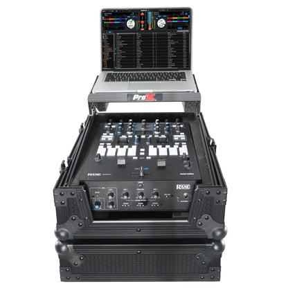 ProX Flight Case for Rane Seventy DJ Mixer Road Case | Black on Black | With Laptop Shelf