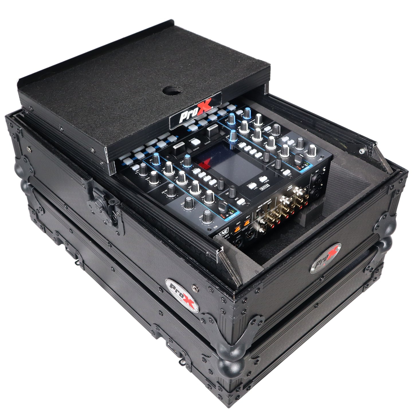 ProX Flight Case for Rane Seventy DJ Mixer Road Case | Black on Black | With Laptop Shelf