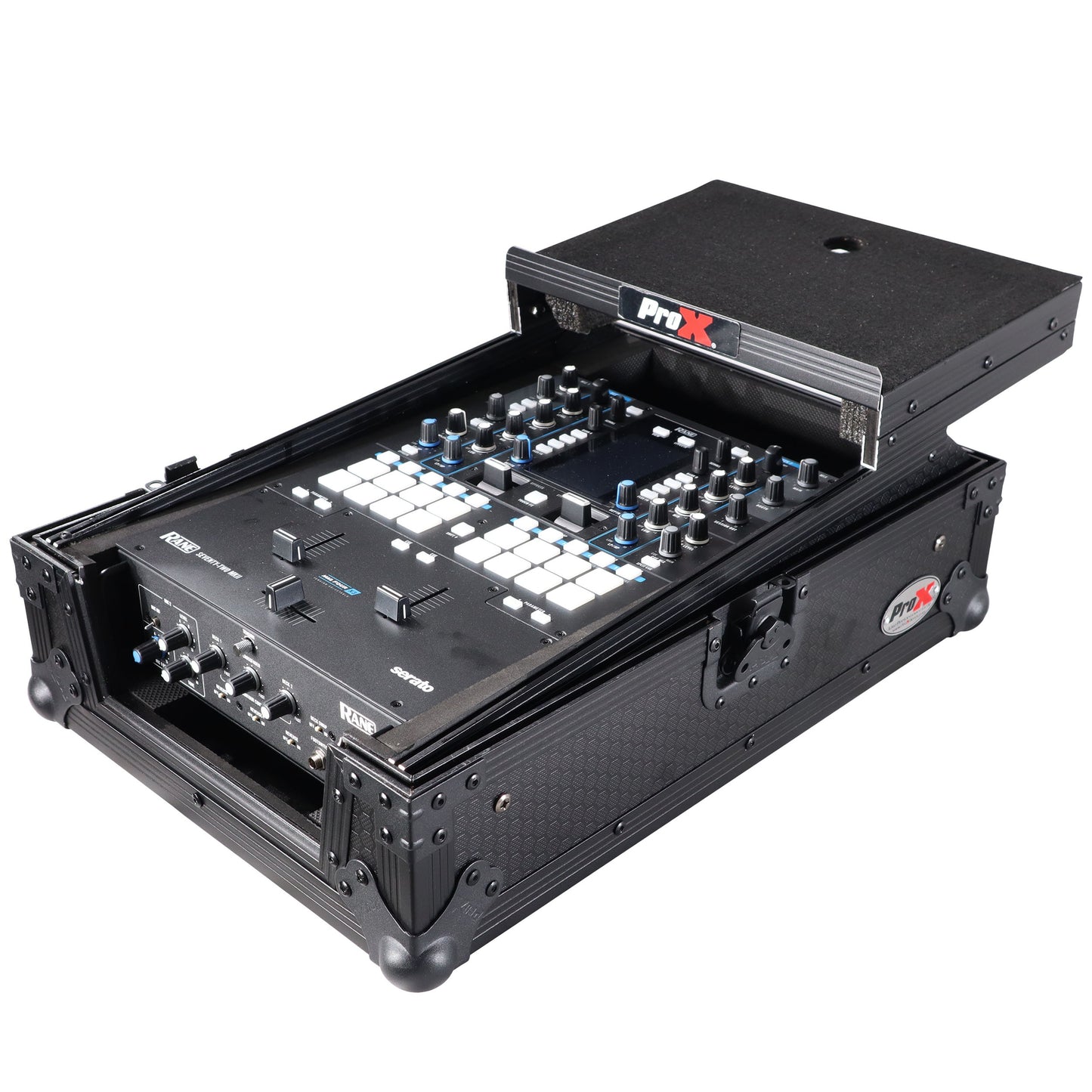 ProX Flight Case for Rane Seventy DJ Mixer Road Case | Black on Black | With Laptop Shelf