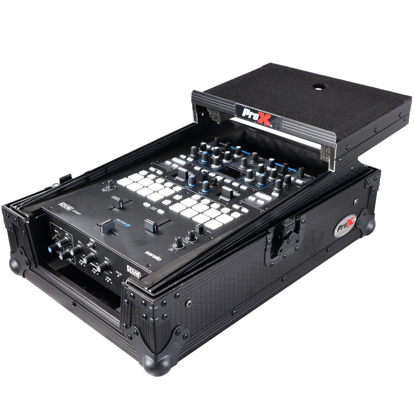 ProX Flight Case for Rane Seventy DJ Mixer Road Case | Black on Black | With Laptop Shelf