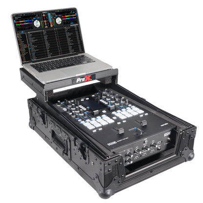 ProX Flight Case for Rane Seventy DJ Mixer Road Case | Black on Black | With Laptop Shelf