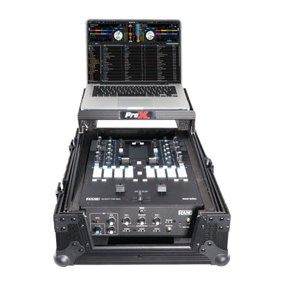 ProX Flight Case for Rane Seventy DJ Mixer Road Case | Black on Black | With Laptop Shelf