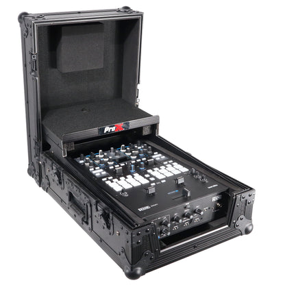 ProX Flight Case for Rane Seventy DJ Mixer Road Case | Black on Black | With Laptop Shelf