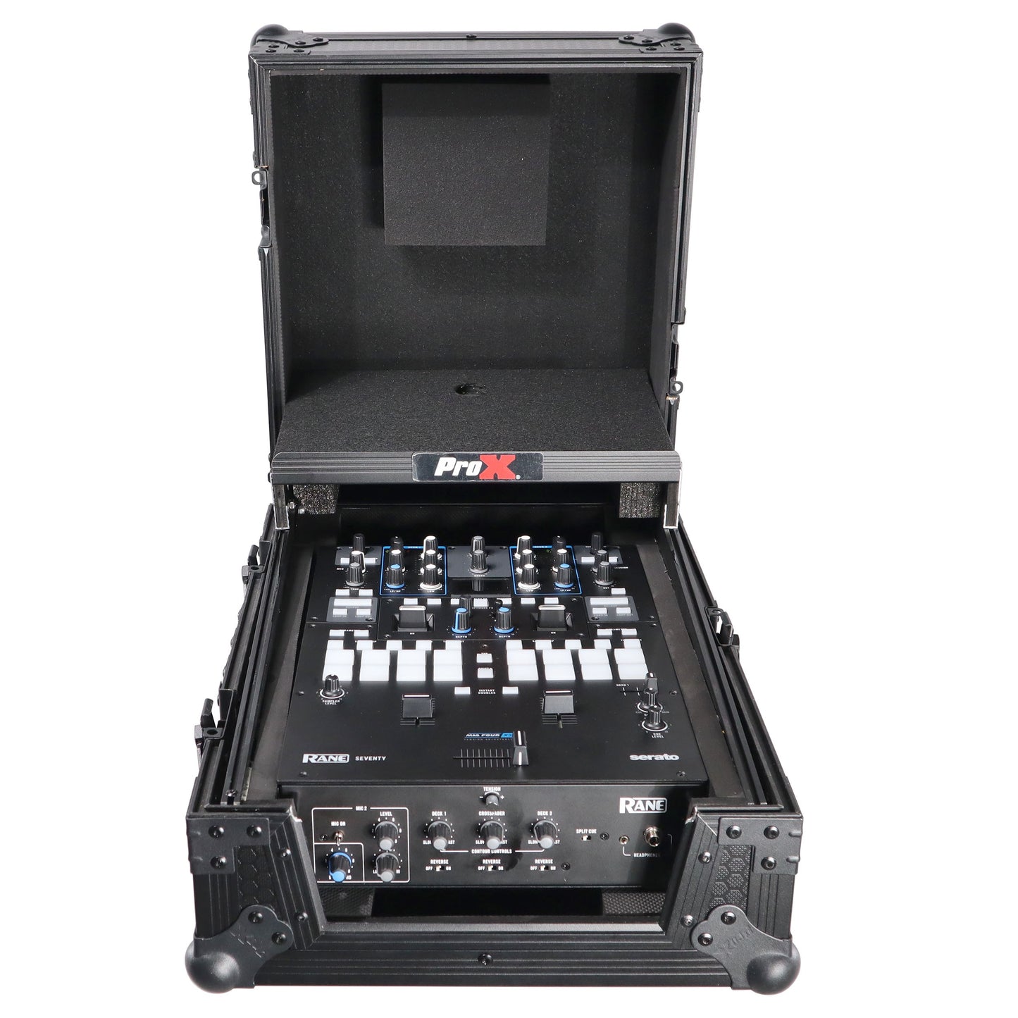 ProX Flight Case for Rane Seventy DJ Mixer Road Case | Black on Black | With Laptop Shelf
