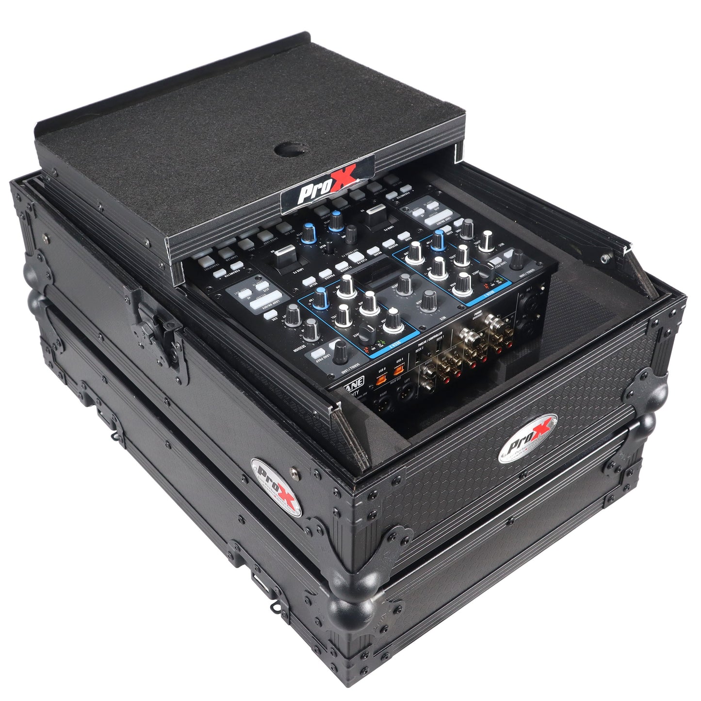 ProX Flight Case for Rane Seventy DJ Mixer Road Case | Black on Black | With Laptop Shelf