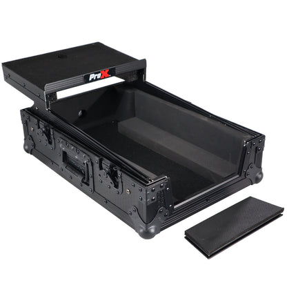 ProX Flight Case for Rane Seventy DJ Mixer Road Case | Black on Black | With Laptop Shelf