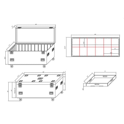 ProX TruckPax Utility Case ATA Road Case With Casters and Dividers | 24"x60"x30"