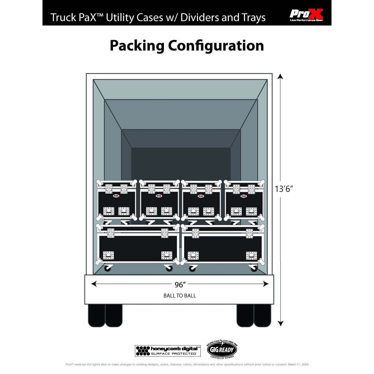 ProX TruckPax Utility Case ATA Road Case With Casters and Dividers | 24"x60"x36"