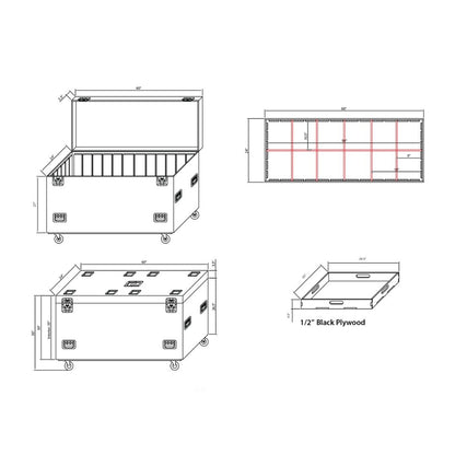 ProX TruckPax Utility Case ATA Road Case With Casters and Dividers | 24"x60"x36"