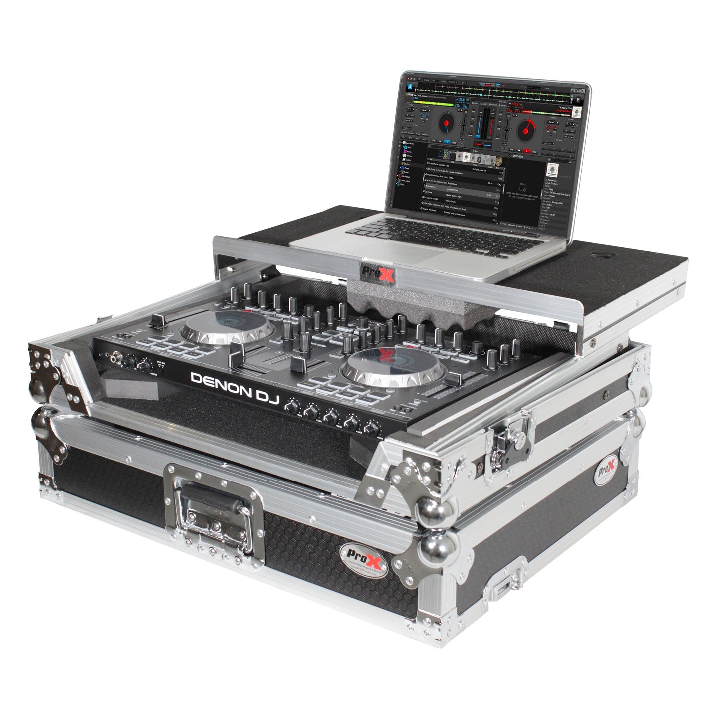ProX Universal DJ Controller Case Flight Road Case With Laptop Shelf | Medium