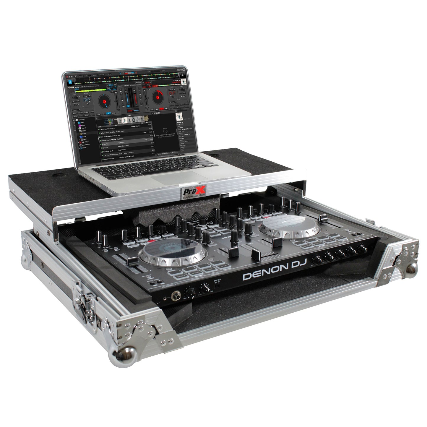 ProX Universal DJ Controller Case Flight Road Case With Laptop Shelf | Medium