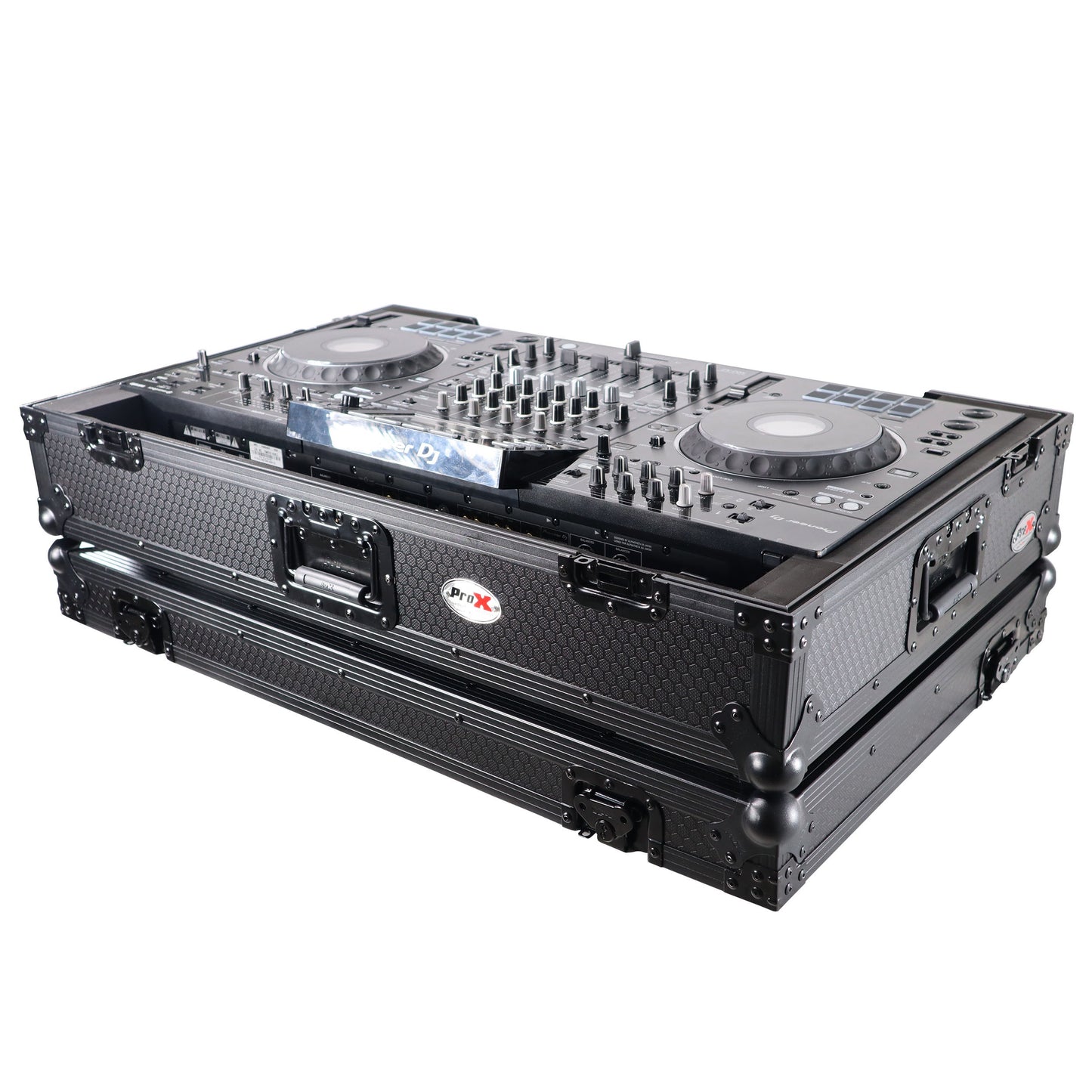 ProX ATA Flight Case For Pioneer XDJ-XZ DJ Controller with 1U Rack Space and Wheels | Black/Black | Without Laptop Shelf