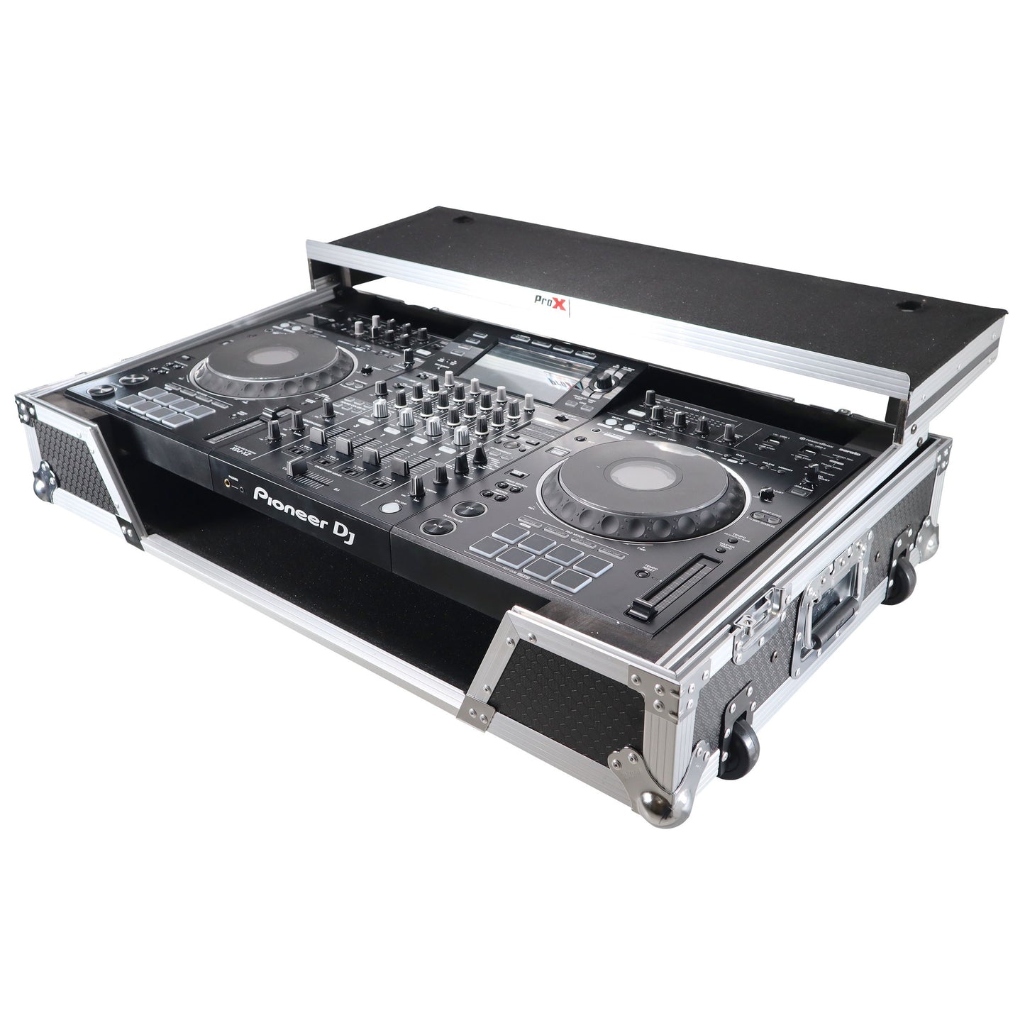 76366_ProX-ATA-Flight-Case-For-Pioneer-XDJ-XZ-DJ-Controller-with-1U-Rack-Space-and-Wheels-_-Silver_Black-_-With-Laptop-Shelf_ALT07sqr