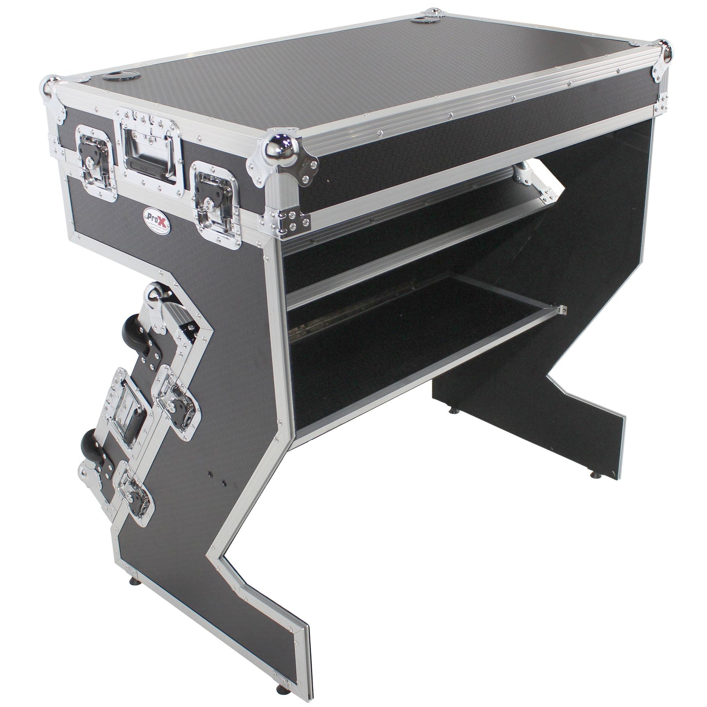 ProX XS-ZTABLEJR Folding DJ Workstation Flight Case With Wheels
