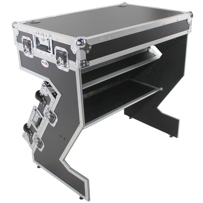 ProX XS-ZTABLEJR Folding DJ Workstation Flight Case With Wheels