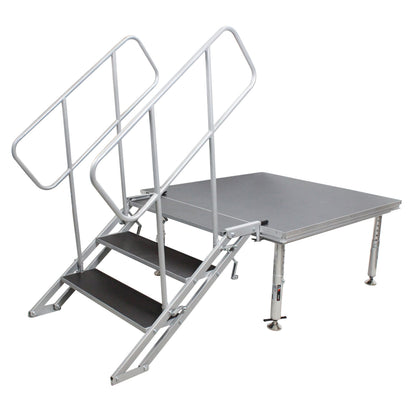 ProX StageQ Adjustable Stage Steps with Rail Heavy Duty Foldable | 3 Step
