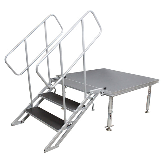 ProX StageQ Adjustable Stage Steps with Rail Heavy Duty Foldable | 3 Step