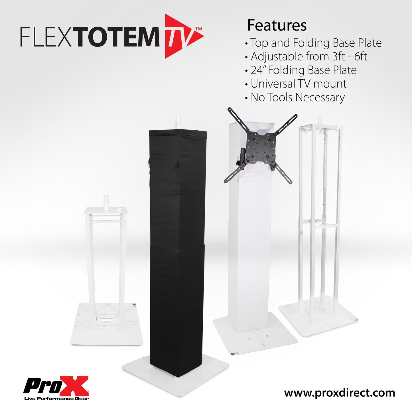 ProX XT-FLEXTOTEMTV Flex Totem Height Adjustable TV Display Stand