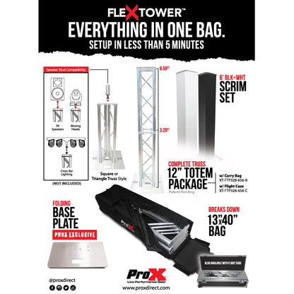 ProX Flex Tower Totem Package Adjustable DJ Truss Totem | Soft Carrying Bag