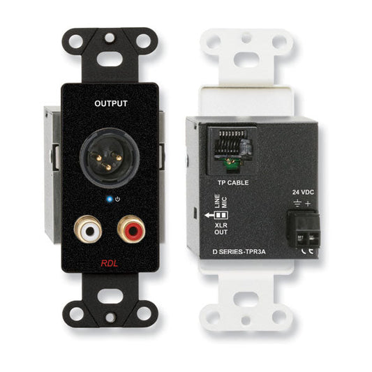 RDL DB-TPR3A Active Three-Pair Receiver - Twisted Pair Format-A - XLR and stereo RCA outputs
