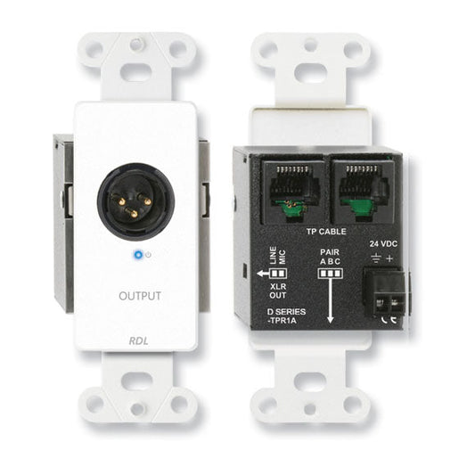 RDL D-TPR1A Active Single-Pair Receiver - Twisted Pair Format-A - XLR microphone/line output