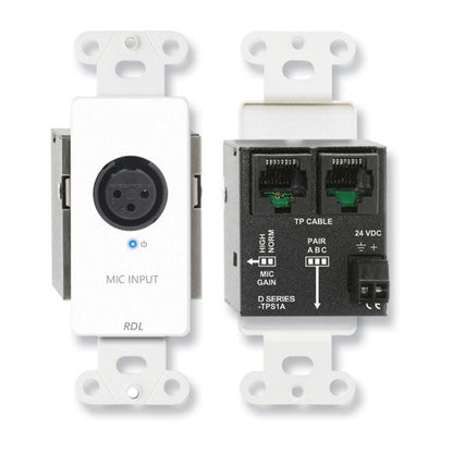 RDL D-TPS1A Active Single-Pair Sender - Twisted Pair Format-A - XLR microphone input with phantom