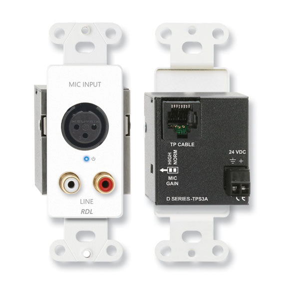 RDL D-TPS3A Active Three-Pair Sender - Twisted Pair Format-A - XLR microphone & stereo RCA in