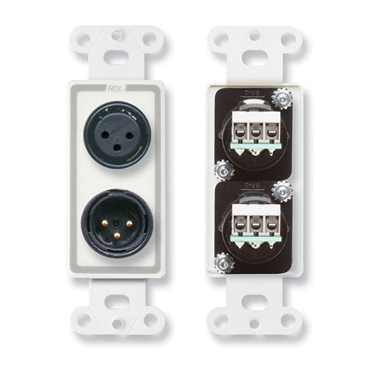 RDL D-XLR2 XLR 3-pin Female & 3-pin Male on Decora Wall Plate