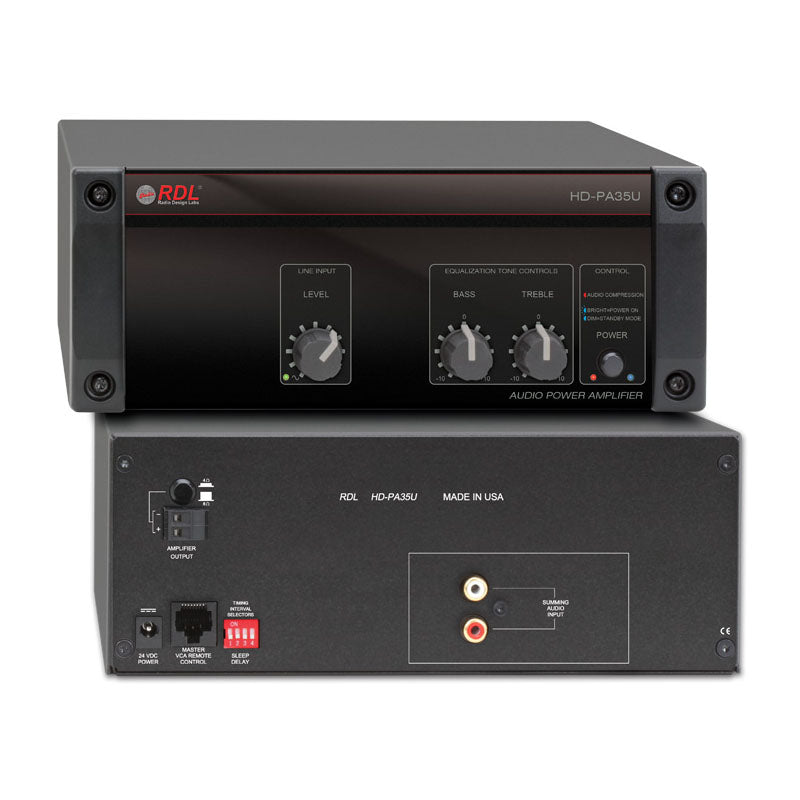 RDL HD-PA35U 35 Watt Power Amplifier - 4 Ohm / 8 Ohm, with Power Supply