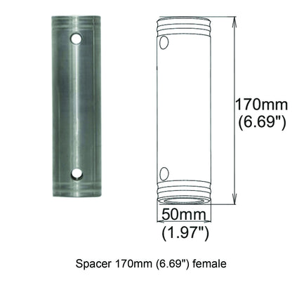ProX XT Truss Spacer Female to Female Coupler For 2" Truss | 170mm (6.7 in)