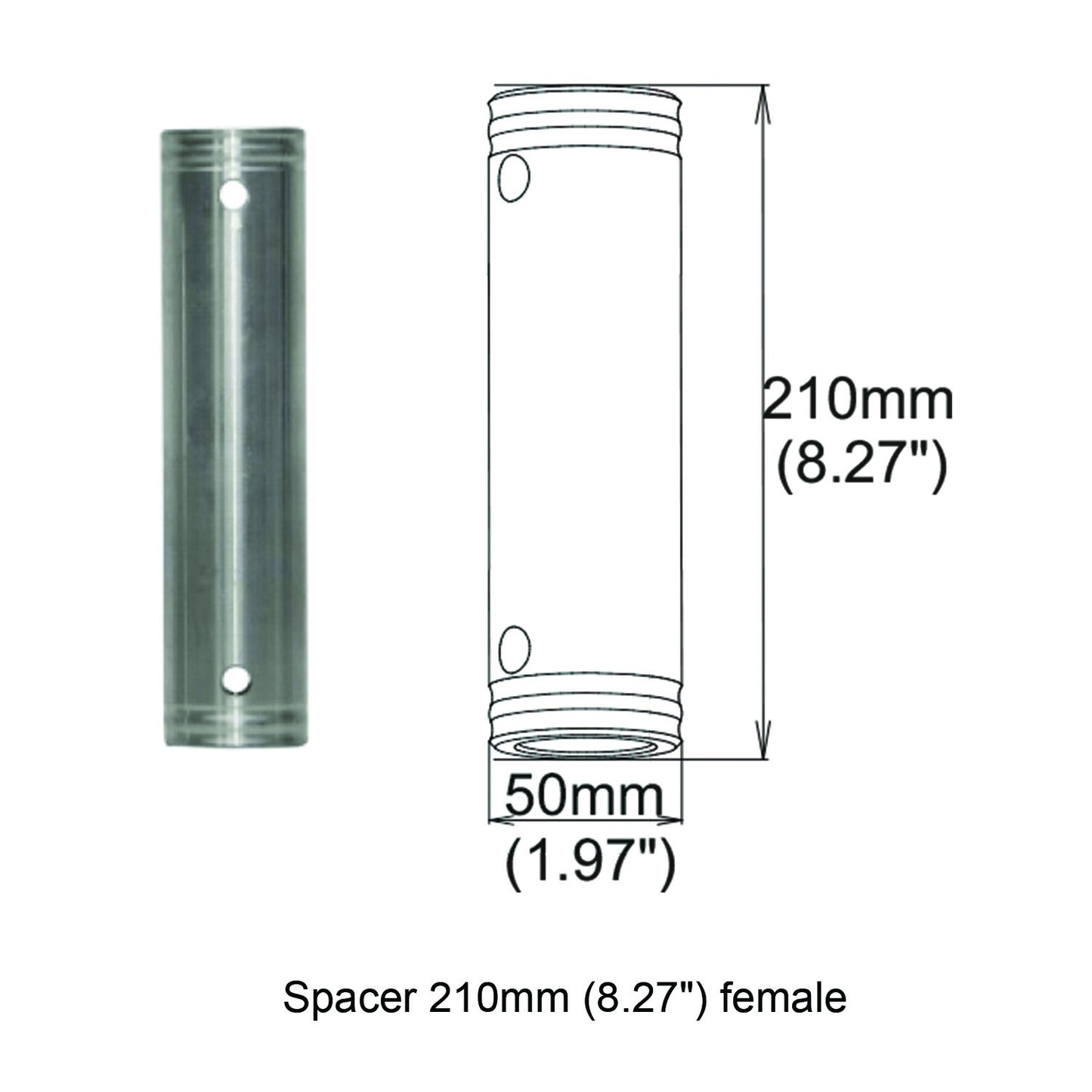ProX XT Truss Spacer Female to Female Coupler For 2" Truss | 210mm (8.2 in)