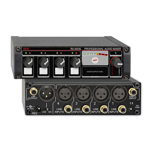 RDL RU-MX4L Professional 4 Channel Line Level Mixer - Microphone and line Output