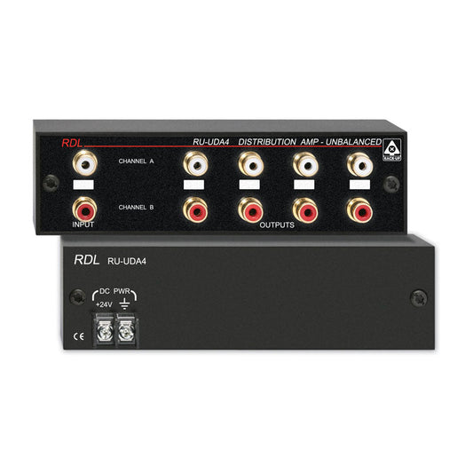 RDL RU-UDA4 Stereo Audio Distribution Amplifier - 2x4 - RCA jacks