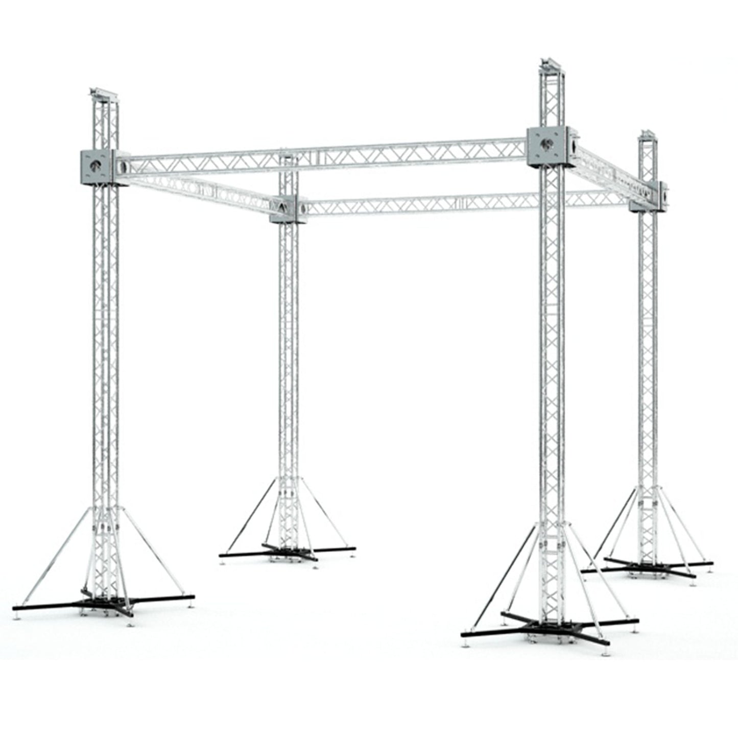 ProX Stage Roofing Truss System with Ground Support and Chain Hoists F34 Aluminum Complete Package | 20 ft W x 20 ft L x 23 ft H | Standard Flat Roof