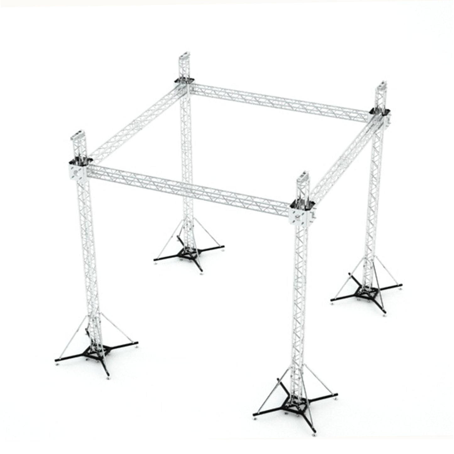 ProX Stage Roofing Truss System with Ground Support and Chain Hoists F34 Aluminum Complete Package | 20 ft W x 20 ft L x 23 ft H | Standard Flat Roof