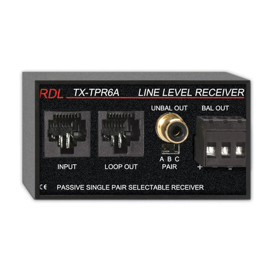 RDL TX-TPR6A Passive Single-Pair Receiver - Twisted Pair Format-A - Balanced audio line output