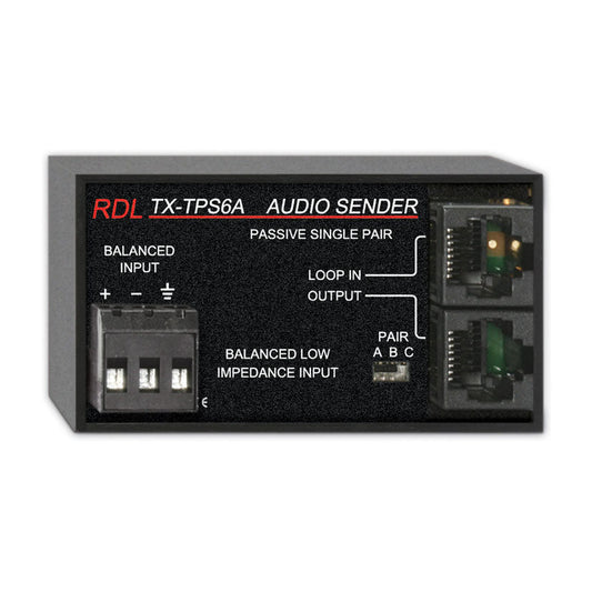 RDL TX-TPS6A Passive Single-Pair Sender - Twisted Pair Format-A - Balanced audio line input