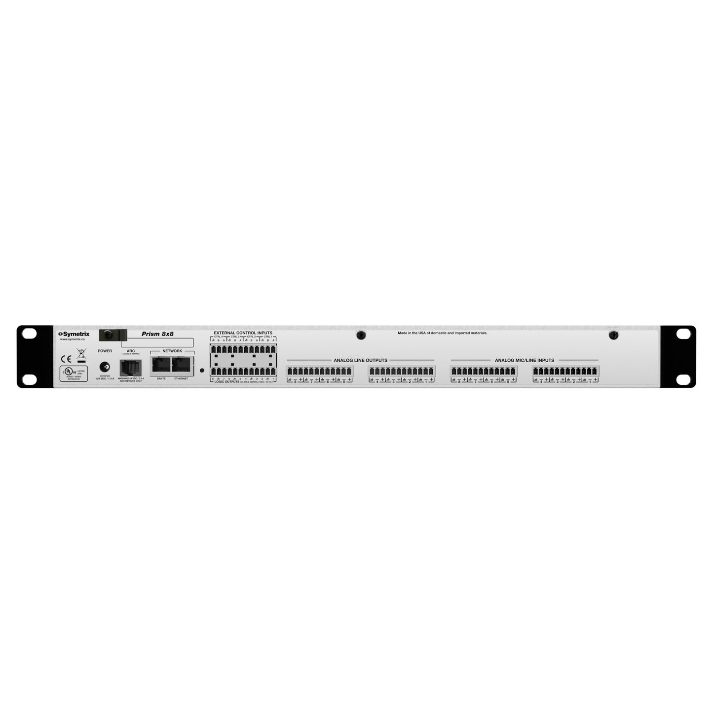 Symetrix Prism 8x8 Dante Programmable Digital Signal Processor back