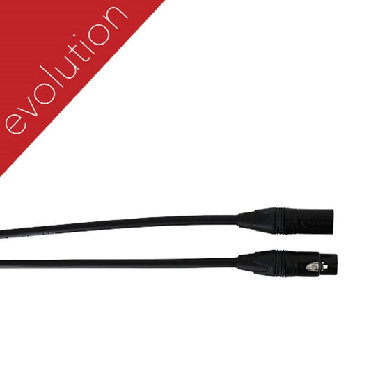 ProCo Sound Evolution mic cable close-up of black male and female XLR connector ends