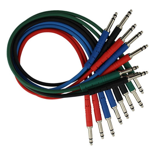 ProCo Sound StageMASTER TT patch cable 8-pack coiled in green, blue, black, and red with TT plugs