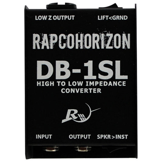 RapcoHorizon DB-1SL top panel with LOW Z OUTPUT, LIFT<GRND, INPUT, OUTPUT and SPKR>INST markings