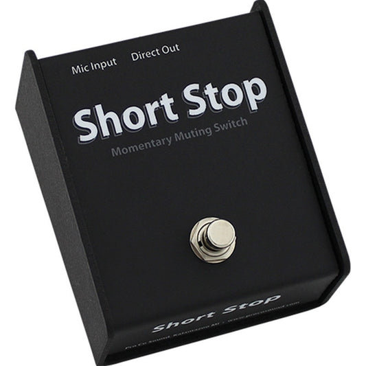 ProCo Sound CDSS Short Stop momentary microphone muting switch, angled view of footswitch and top panel