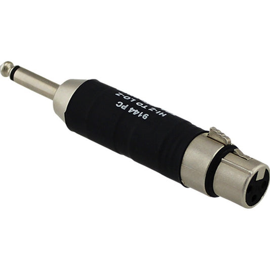 ProCo Sound 9144PC impedance transformer adapter angled view showing female XLR end and 1/4" plug