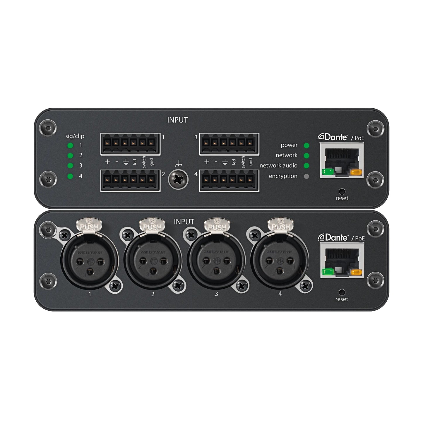 81475_Shure-ANI4IN-BLOCK-4-Channel-Mic-Line-Dante-Network-Interface_ALT01sqr