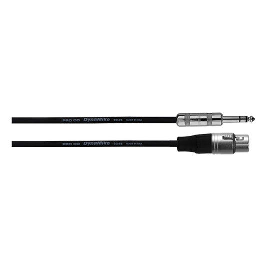 ProCo Sound DynaMike 224S cable ends detail showing TRS plug above XLR female connector
